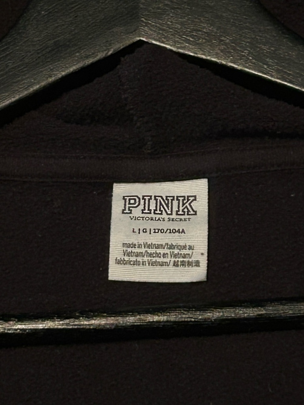Victoria’s Secret PINK Black Zip Up Logo Hoodie - Size Large - Picture 5 of 5
